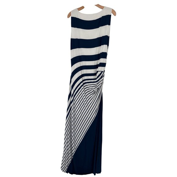Soft Surroundings Vela Infinity Dress Navy Striped Maxi size XL Sleeveless - Picture 7 of 8